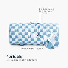 Wake In Cloud gingham-pattern nap mat adds stylish, cozy nap-time vibe