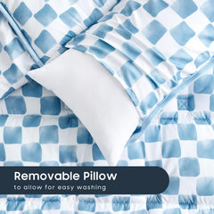Wake In Cloud blue white gingham nap mat ready for classroom rest