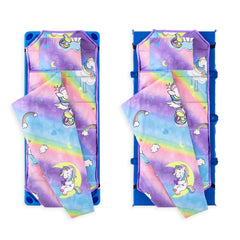 Wake In Cloud unicorn bedding includes detachable pillow for compact storage.