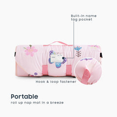 Wake In Cloud cot nap mat rolled with strap for easy transport