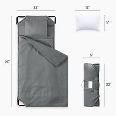 Wake In Cloud nap mat ready for sleepovers with compact setup and blanket