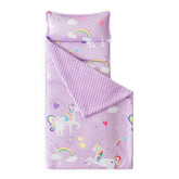 Wake In Cloud nap mat unicorn pillow rolled for easy transport