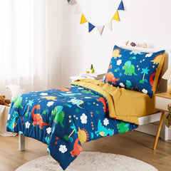 Wake In Cloud comforter highlights colorful dinosaurs for a cozy, kid-friendly bed.