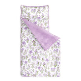 Wake In Cloud toddler nap mat rolled for easy transport and storage at daycare.