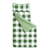 Wake In Cloud toddler nap mat rolled for easy transport during daycare naps.