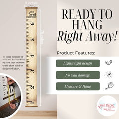 Wall Decor Plus More growth chart family measurement scene emphasizes write-on notes on chart