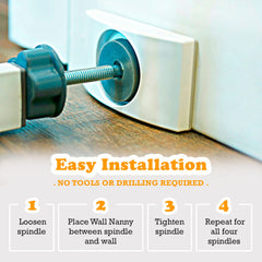 Wall Nanny easy installation highlights tool-free setup for quick safety.