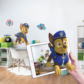 Wall Palz Chase decal 24inch on wall adds Paw Patrol energy to kids' room decor.