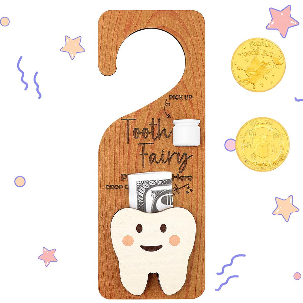 WALLFID Tooth Fairy Door Hanger on door keeps teeth and treasures organized.