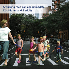 Wanateber daycare walking rope showing 12 students and 2 teachers in action