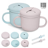 WANHMIF 10oz snack cups with stainless steel body and silicone sleeve for durable grip.