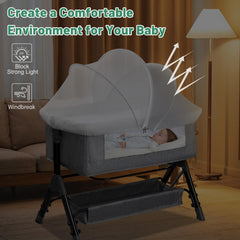 WANRU bassinet cover gray with two-way zip for easy checks