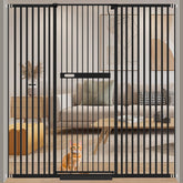 WAOWAO 71in extra tall cat gate closed for hallway safety and pet containment.