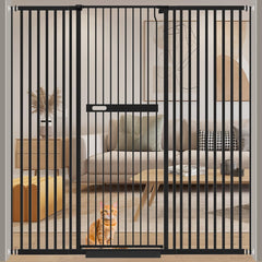 WAOWAO 71in extra tall cat gate closed for hallway safety and pet containment.