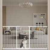 WAOWAO extra tall baby gate with closed handle for secure one-hand operation.