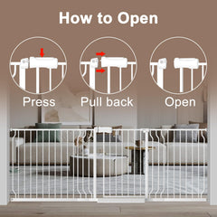 WAOWAO Baby Gate swings 180 open with automatic self close feature.