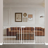 WAOWAO baby gate walk-through opening shows easy one-handed passage for busy parents.