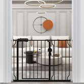 WAOWAO baby gate wide entrance safety showcases sturdy black steel for kids and pets.