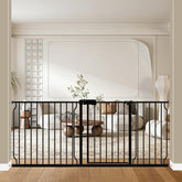 WAOWAO baby gate wide-staircase setup showing secure barrier for stairs