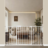 WAOWAO baby gate wide walk-through closed, securing doorways for pets and kids.