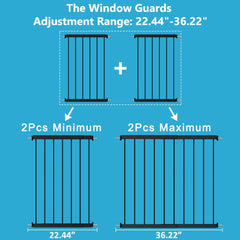 WAOWAO black window safety guards protecting children and pets from climbing out