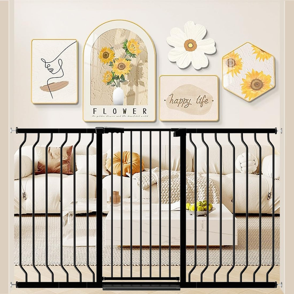 WAOWAO extra-tall baby gate extended width for wide openings and stairs