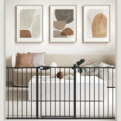 WAOWAO triple lock baby gate extended width secures wide stairs and doorways