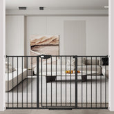 WAOWAO triple lock gate side view demonstrates a sturdy steel frame for pets.