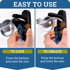 Wappa Baby door lever lock adhesive backing enables quick, tool-free installation.