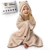 Warm Cuddles toddler hooded towel beige closeup softness for gentle drying
