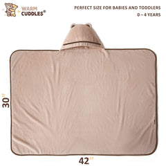 Warm Cuddles toddler hooded towel beige durable stitches to resist snagging