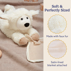 Warmies satin-lined blanket closeup shows silky interior for cozy touch.