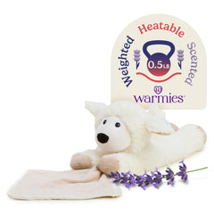 Warmies sheep blankie microwavable heat for soothing bedtime warmth.