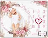 Warmther baby monthly milestone blanket floral boho closeup highlights cozy texture for photos.