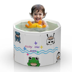 WAVYEASE new-design portable bath tub setup highlights a one-second assembly for quick baths.