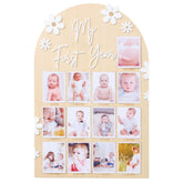 WAWUO 1st Year Photo Board front view highlights monthly milestones for family keepsakes.