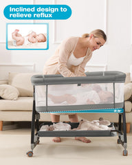 Wayfong bassinet with 6-height adjustable design aligning with your bed height
