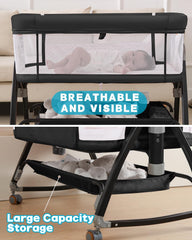 Wayfong storage-basket-under-bassinet-black showcases convenient space for diapers and essentials within reach.