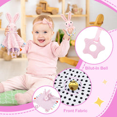 WECOOL bunny-shaped baby rattle showing auditory and tactile development-friendly toy.