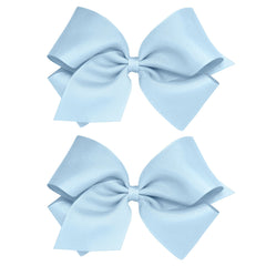 Wee Ones 2-pack grosgrain hair bows worn with no-slip clip for secure all-day wear