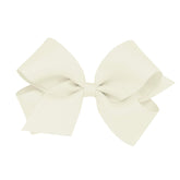 Wee Ones antique white bow close-up showing durable grosgrain and secure WeeStay clip.
