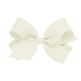 Wee Ones antique white grosgrain bow on WeeStay clip for all-day security.