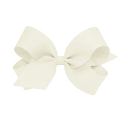 Wee Ones antique white grosgrain bow on WeeStay clip for all-day security.