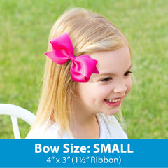 Wee Ones baby girl bow with two elastic sizes for a snug, comfy fit