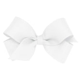 Wee Ones white mini grosgrain bow on WeeStay clip for secure all-day wear.