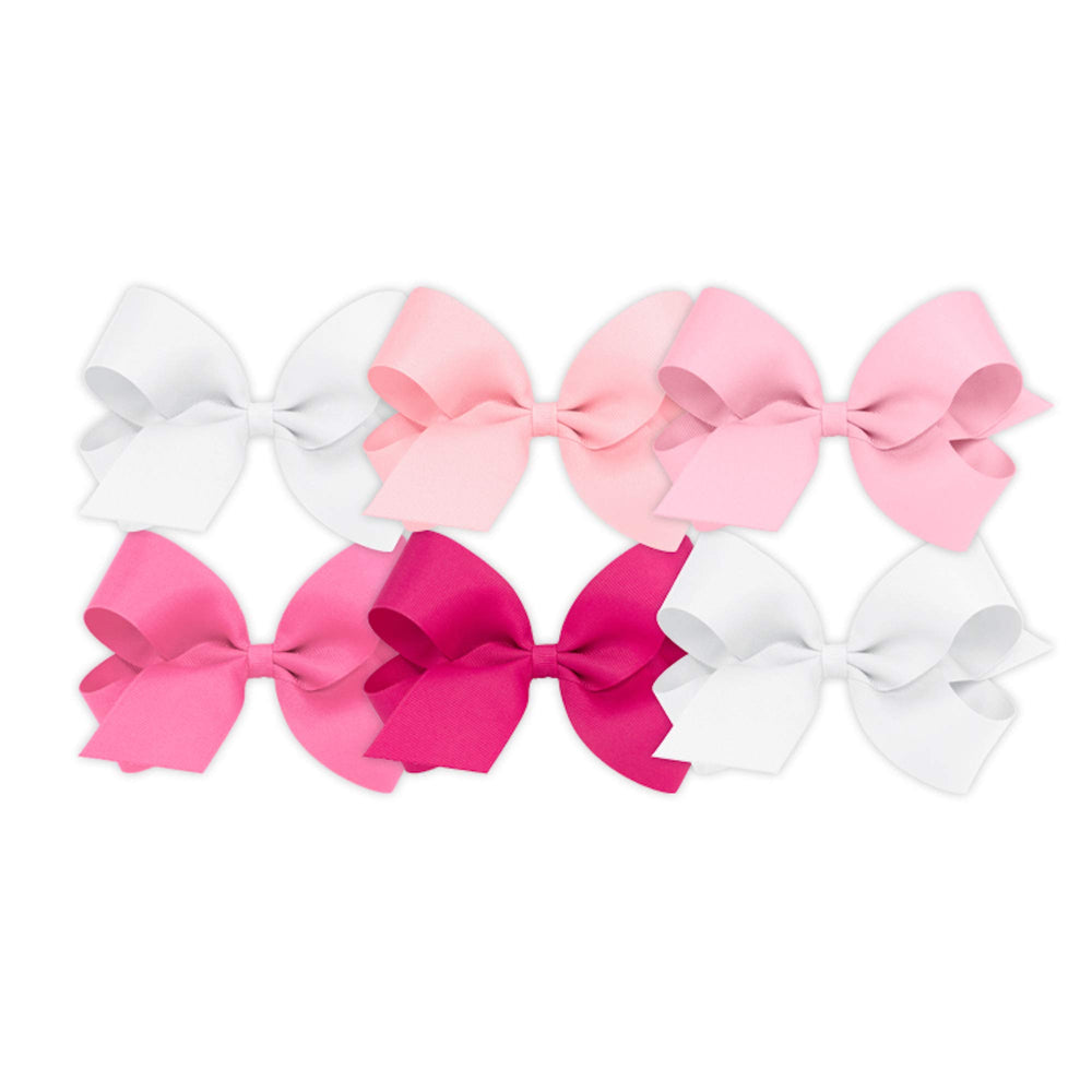 Wee Ones bows on white-pink set with WeeStay clip for secure all-day wear