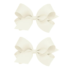 Wee Ones antique white grosgrain bows two-pack with secure Wee Stay clip.