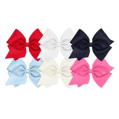Wee Ones mini king blue bow on WeeStay clip for secure all-day hairstyle