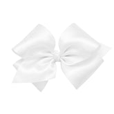 Wee Ones Classic Satin Bow white clip closeup for secure hair style.
