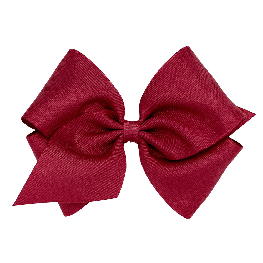 Wee Ones Cranberry Plain Wrap Bow on WeeStay clip secures hairstyles all day